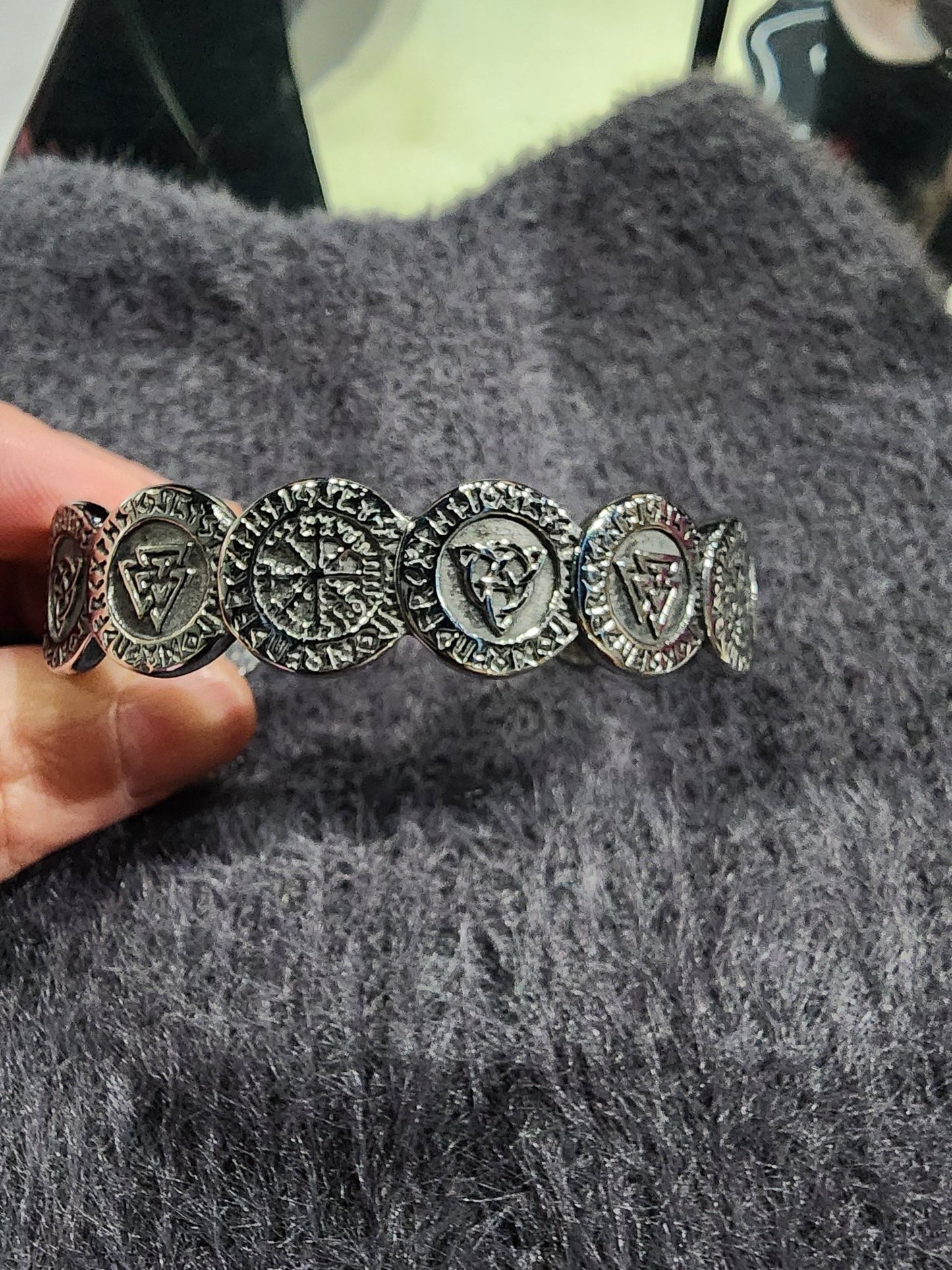 Nordic Viking Symbols Heavy Cuff Bracelet Jewelry - Gothic & Alternative Gift - Haunted