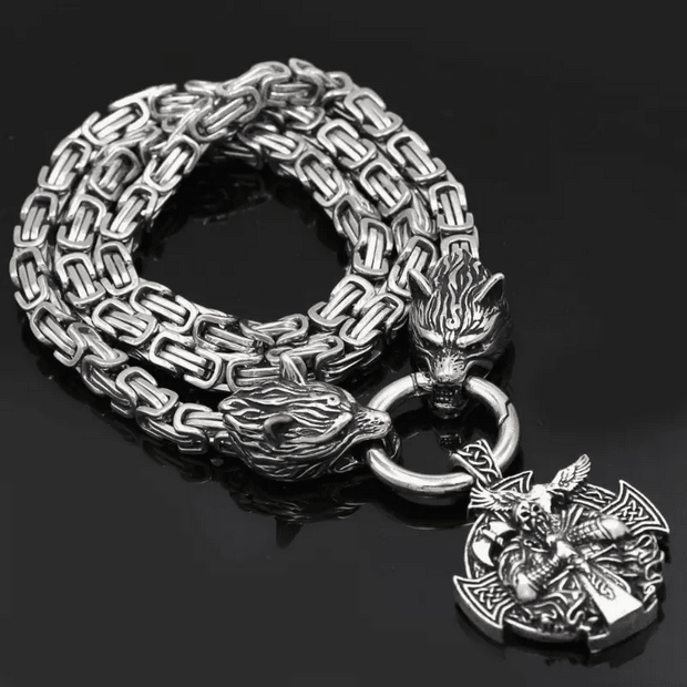 Nordic Viking with Wolf Necklace Jewelry - Gothic & Alternative Gift - Haunted