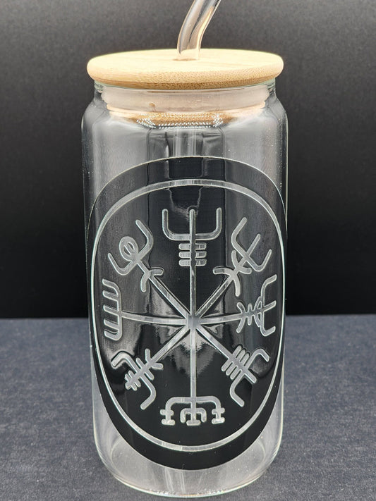 Norse Vegvisvir Glass Tumbler Drinkware - Gothic & Alternative Gift - Haunted