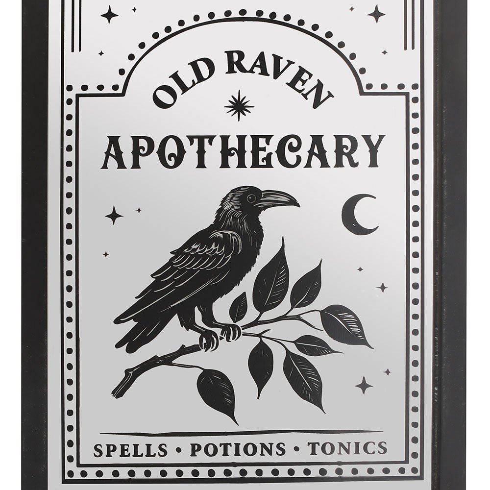 Old Raven Apothecary Mirrored Wall Art Wall Hanging - Gothic & Alternative Gift - Haunted