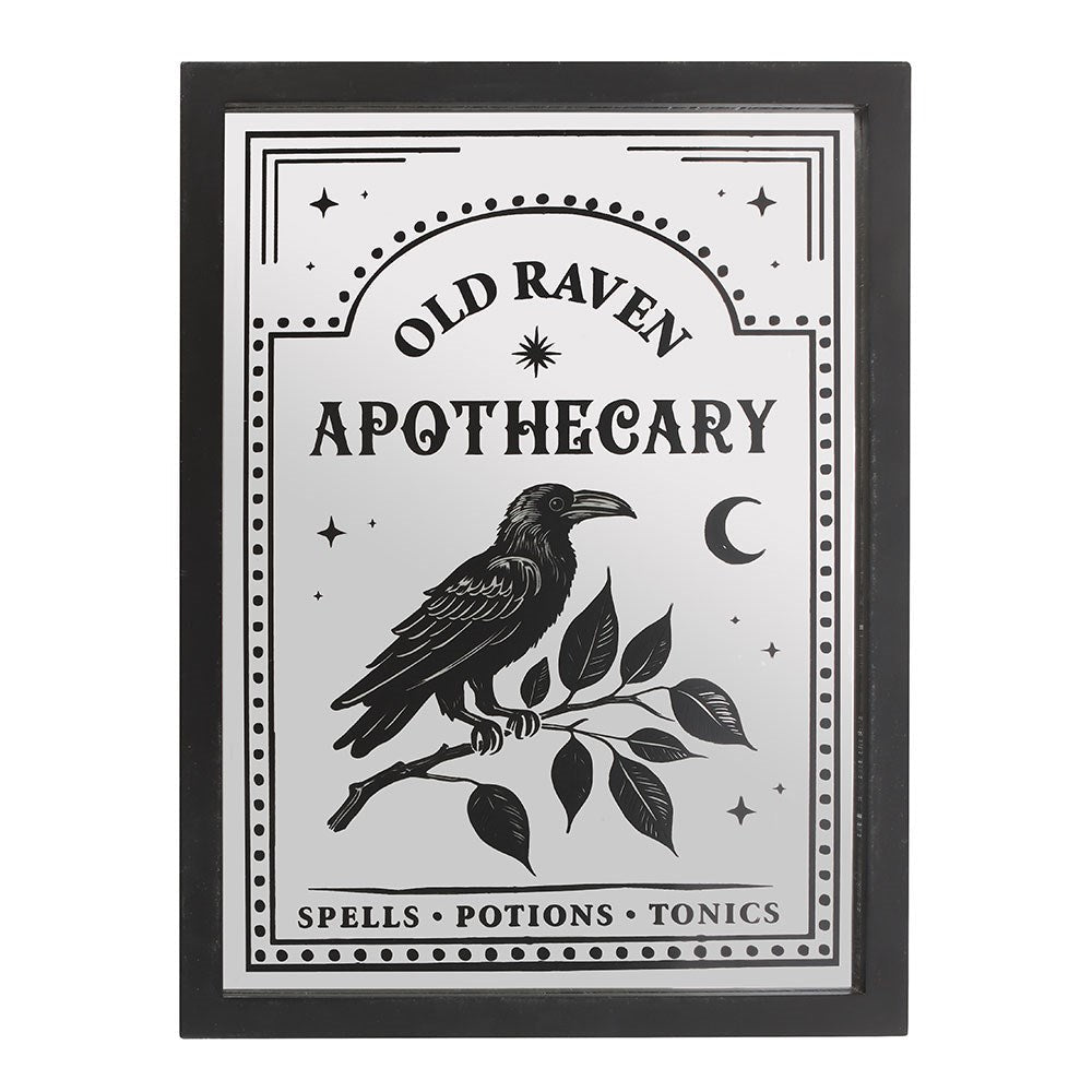 Old Raven Apothecary Mirrored Wall Art Wall Hanging - Gothic & Alternative Gift - Haunted