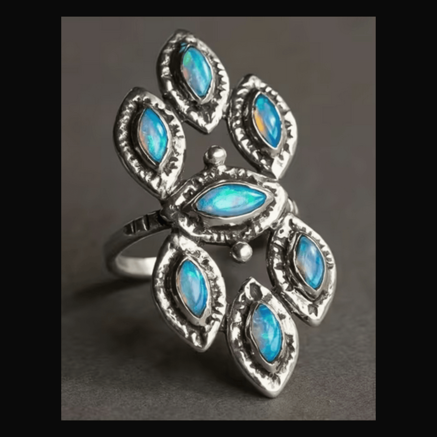 Opal Gemstones Silver Ring Jewelry - Gothic & Alternative Gift - Haunted