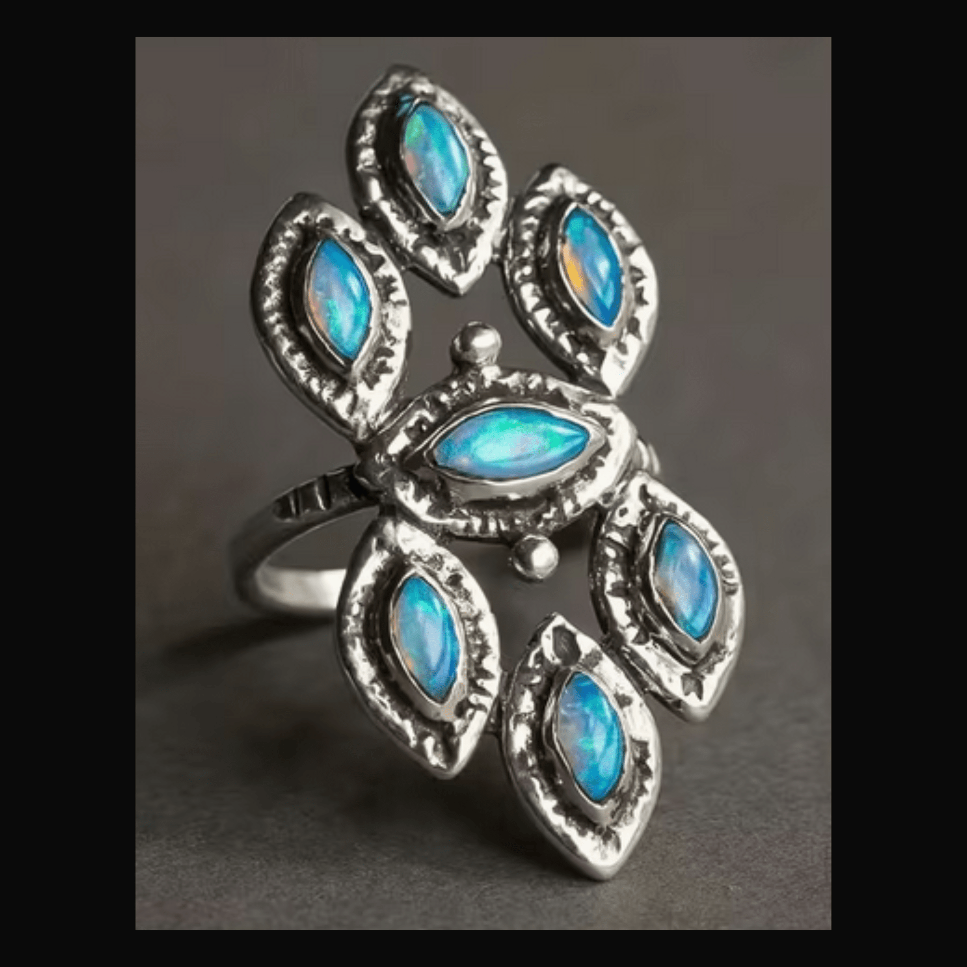 Opal Gemstones Silver Ring Jewelry - Gothic & Alternative Gift - Haunted