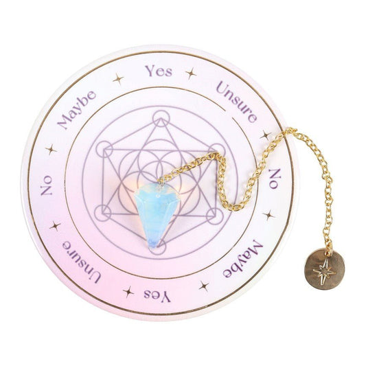 Opalite Pendulum Divination Kit Yes No Maybe Metaphysical - Gothic & Alternative Gift - Haunted