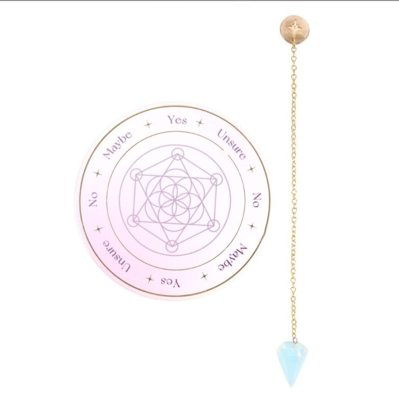 Opalite Pendulum Divination Kit Yes No Maybe Metaphysical - Gothic & Alternative Gift - Haunted