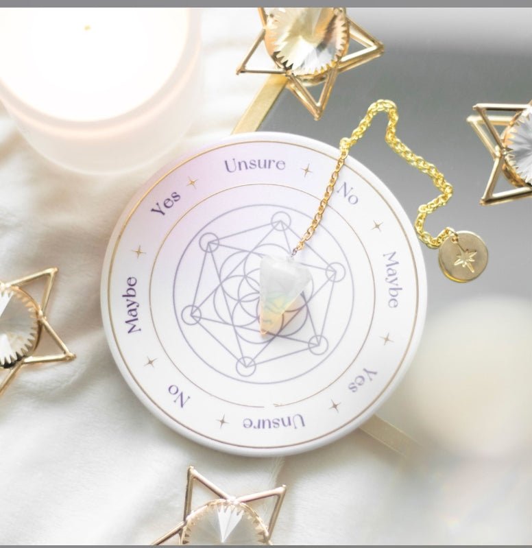 Opalite Pendulum Divination Kit Yes No Maybe Metaphysical - Gothic & Alternative Gift - Haunted