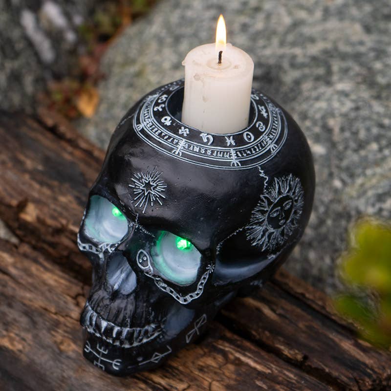 Ouija Skull Candleholder W/LED Eyes Candle Holder - Gothic & Alternative Gift - Haunted