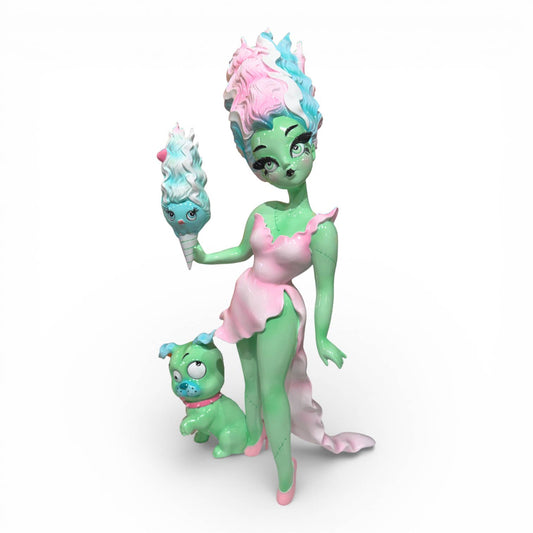Pastel Candy Bride w/Igor Bulldog by Miss Fluff Statues - Gothic & Alternative Gift - Haunted