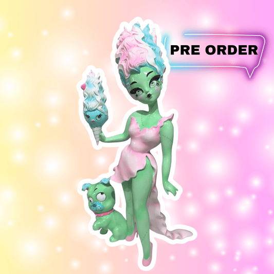 Pastel Candy Bride with Igor Bulldog — Miss Fluff Statue by December Diamonds Statues - Gothic & Alternative Gift - Haunted