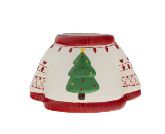 Peppermint Patchwork Christmas Sweater Icon Ceramic Candle Candles - Gothic & Alternative Gift - Haunted
