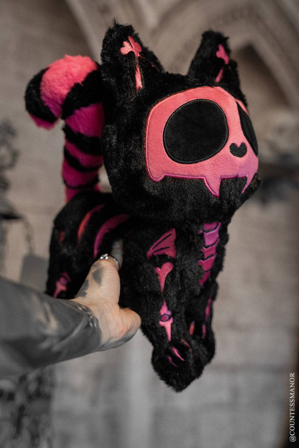 Pink Cat Skeleton Skelekitty Plush Toy Black Cat [Limited Edition] Stuffed Animals - Gothic & Alternative Gift - Haunted