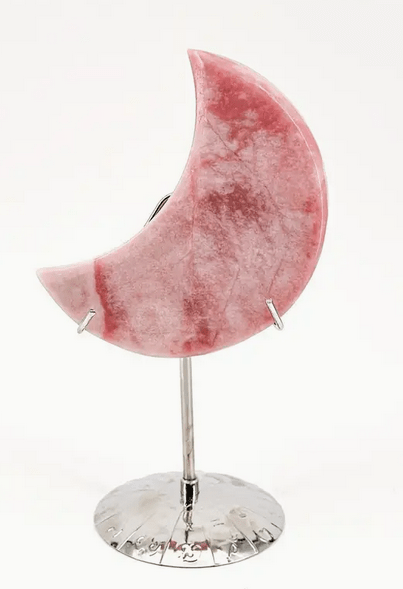 Pink Opal crystal moon with metal display - Gothic & Alternative Gift - Haunted