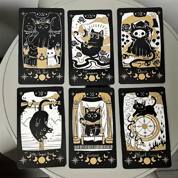 Playful Cat Adorable Tarot Card Deck Kitty Witch Celestial Witch Supplies - Gothic & Alternative Gift - Haunted