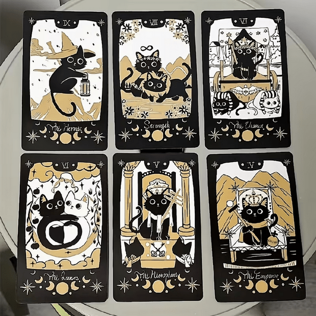 Playful Cat Adorable Tarot Card Deck Kitty Witch Celestial Witch Supplies - Gothic & Alternative Gift - Haunted