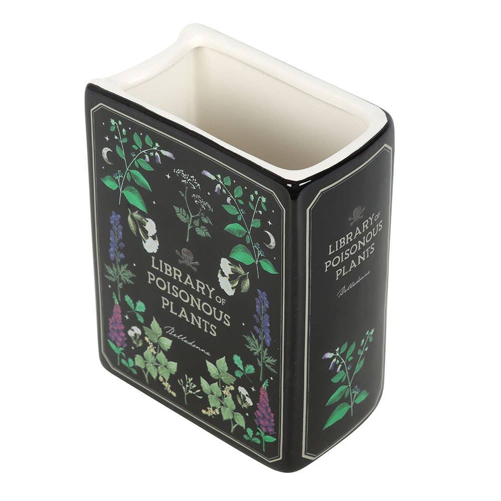Poisonous Plants Book Shaped Ceramic Vase Plant Pot Garden Decor - Gothic & Alternative Gift - Haunted