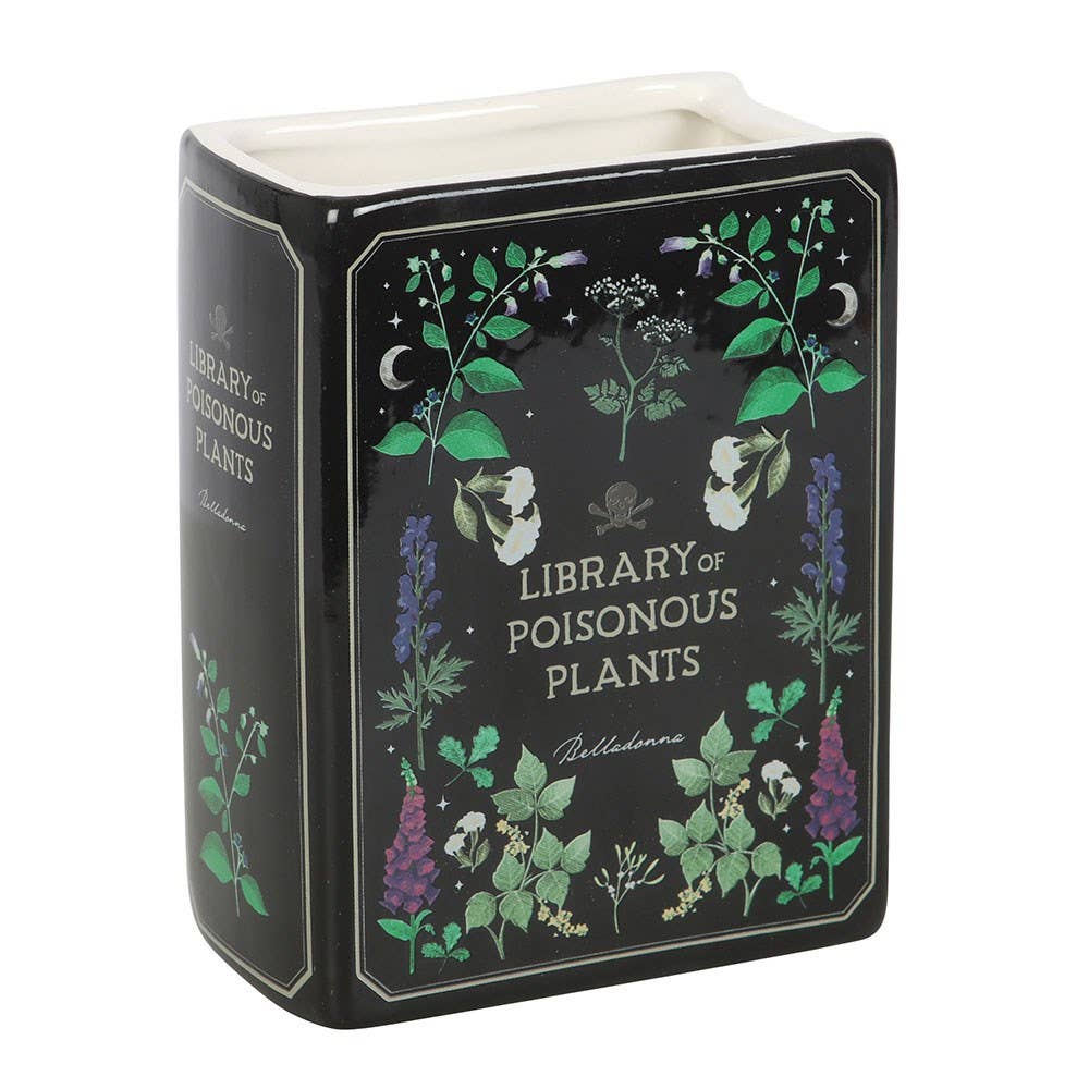 Poisonous Plants Book Shaped Ceramic Vase Plant Pot Garden Decor - Gothic & Alternative Gift - Haunted