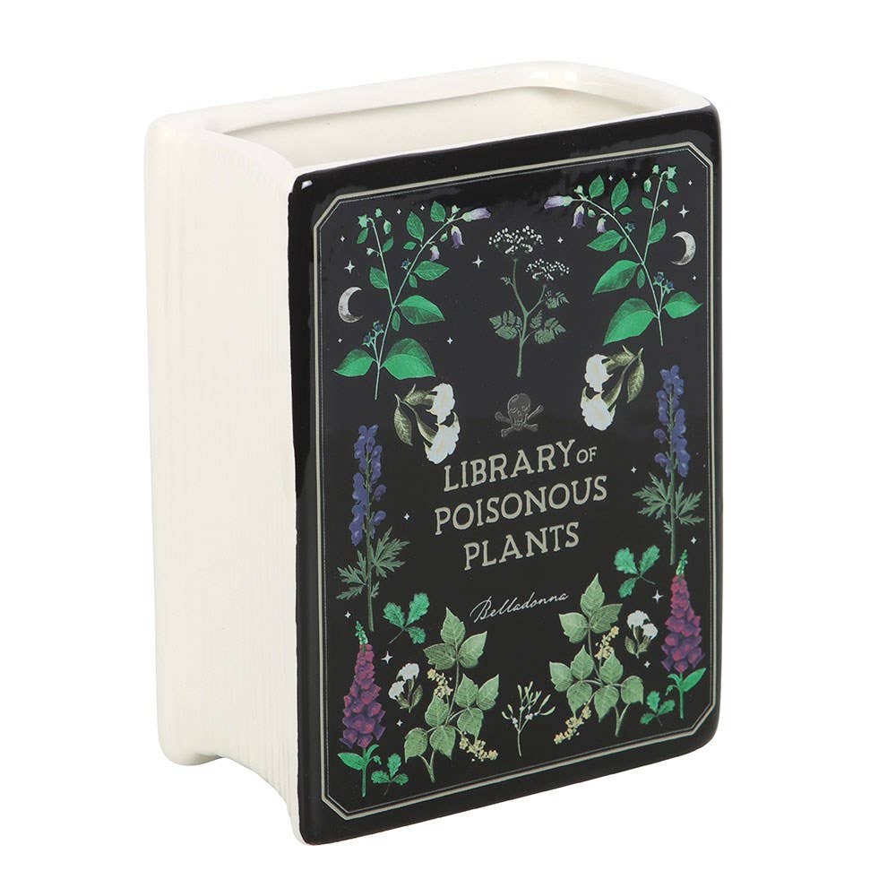 Poisonous Plants Book Shaped Ceramic Vase Plant Pot Garden Decor - Gothic & Alternative Gift - Haunted