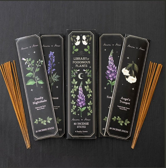 Poisonous Plants Incense Sticks Wolfsbane, Deadly Nightshade, Angel's Trumpet, Foxglove Incense and Incense Holders,Incense, - Gothic & Alternative Gift - Haunted