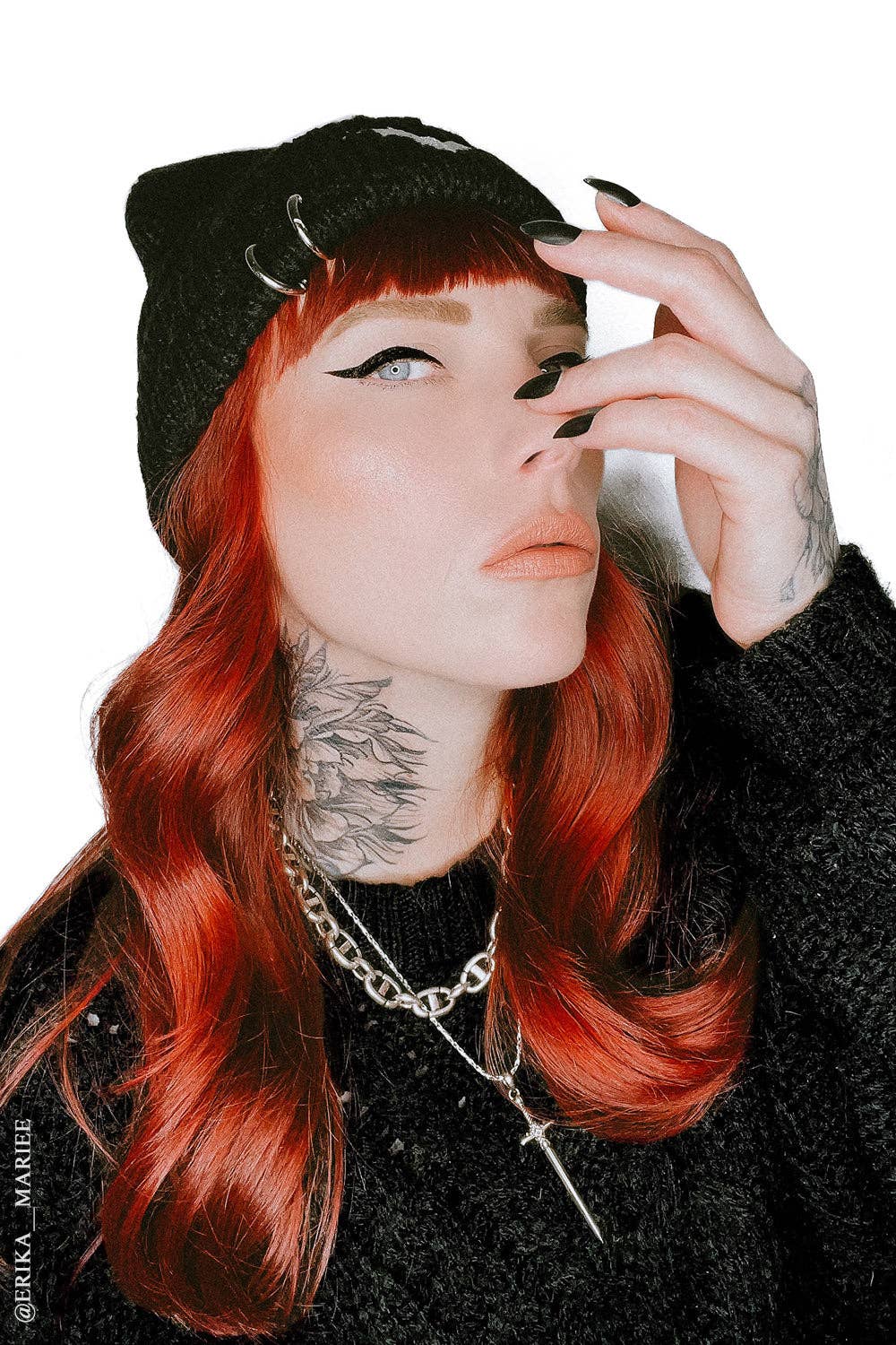 Premium Embroidered Bat Distressed Pierced Beanie Accessories - Gothic & Alternative Gift - Haunted