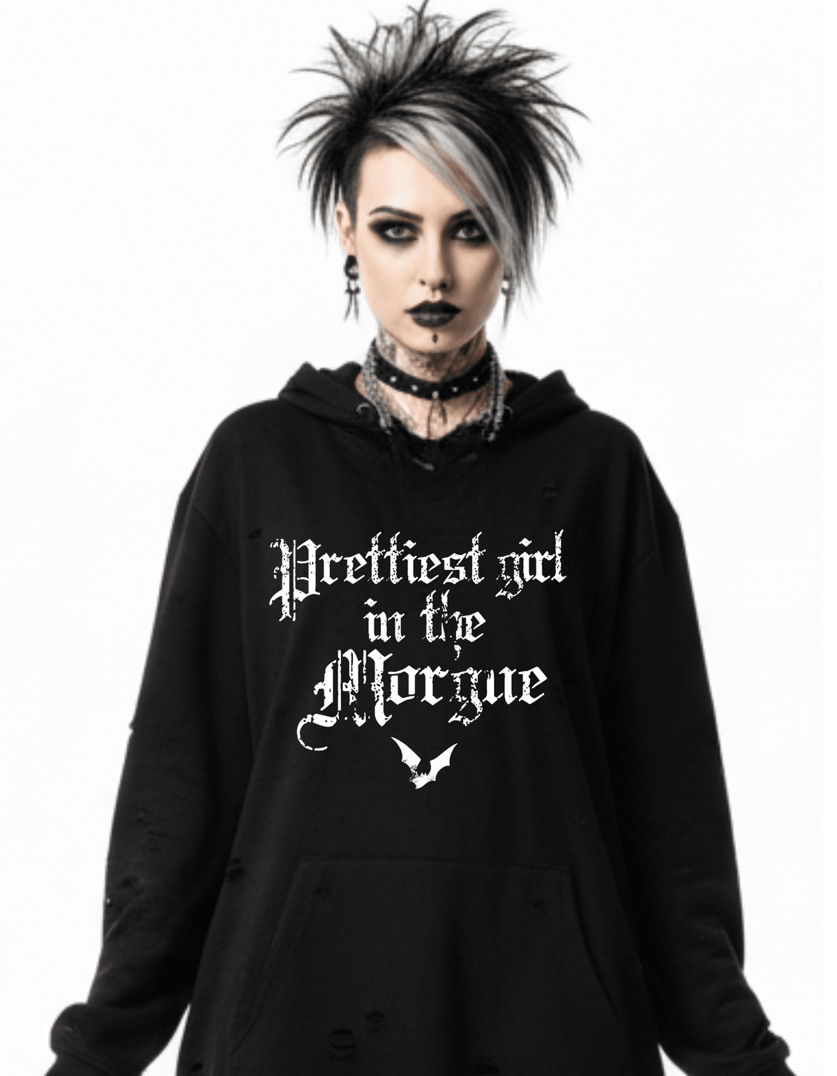 Prettiest Girl in the Morgue Custom Black Hoodie Sweatshirt Pullover Best Selling Clothing - Gothic & Alternative Gift - Haunted