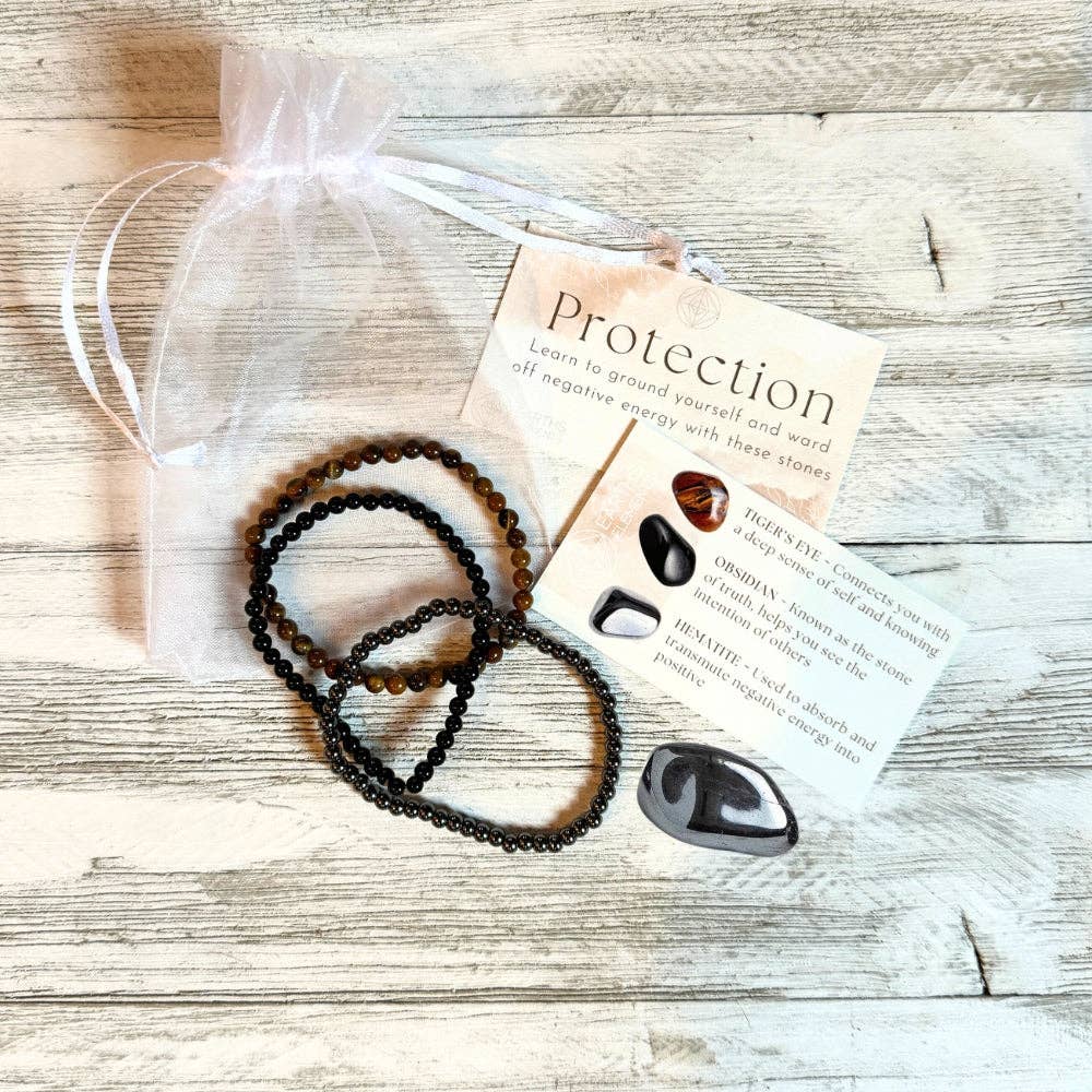 Protection Intentions Bracelet Set Crystals - Gothic & Alternative Gift - Haunted