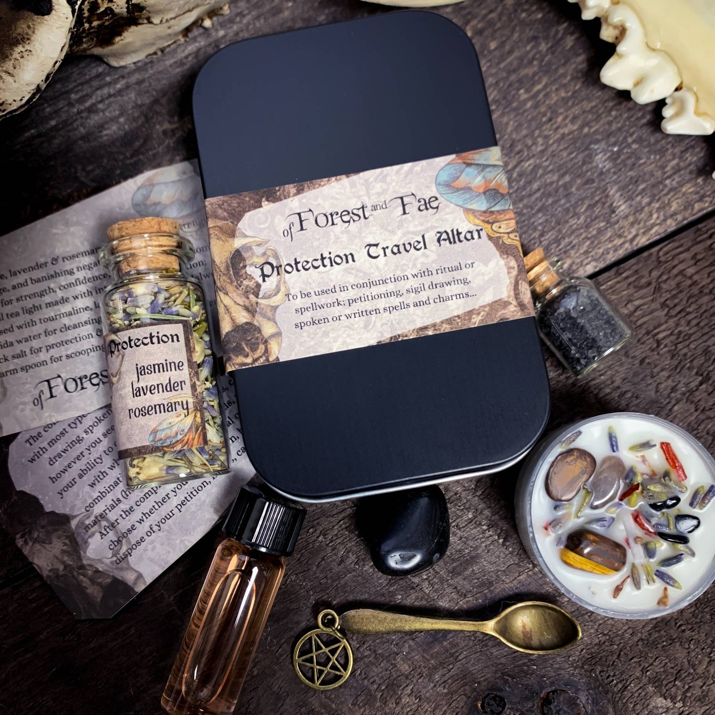 Protection Travel Altar • Witch kit for rituals & spells DIY Crystals - Gothic & Alternative Gift - Haunted