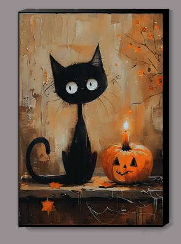 Pumpkin Friends Black Cat Canvas Prints Canvas - Gothic & Alternative Gift - Haunted