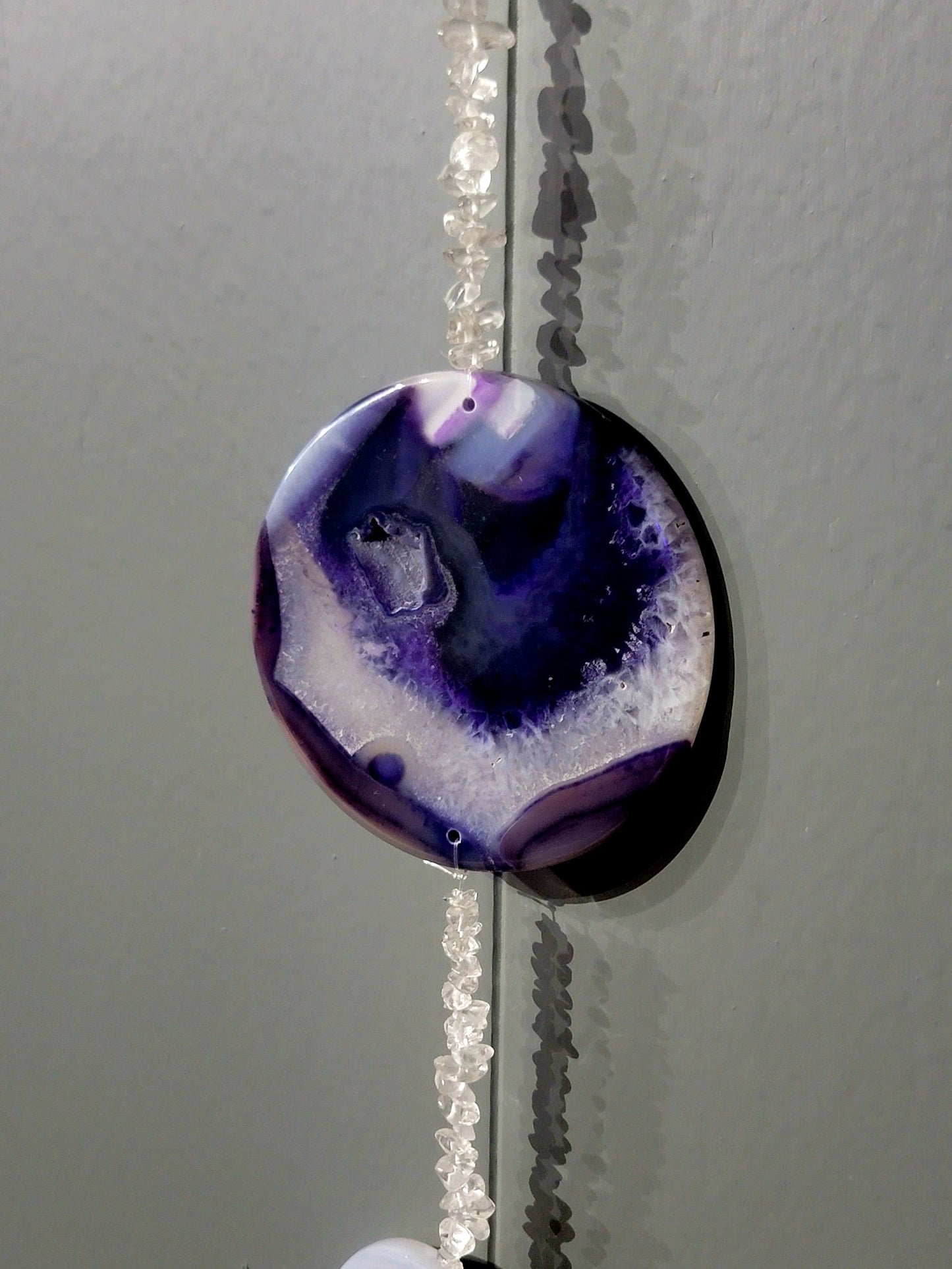 Purple Agate Moon phase hanging wall art. Crystals - Gothic & Alternative Gift - Haunted
