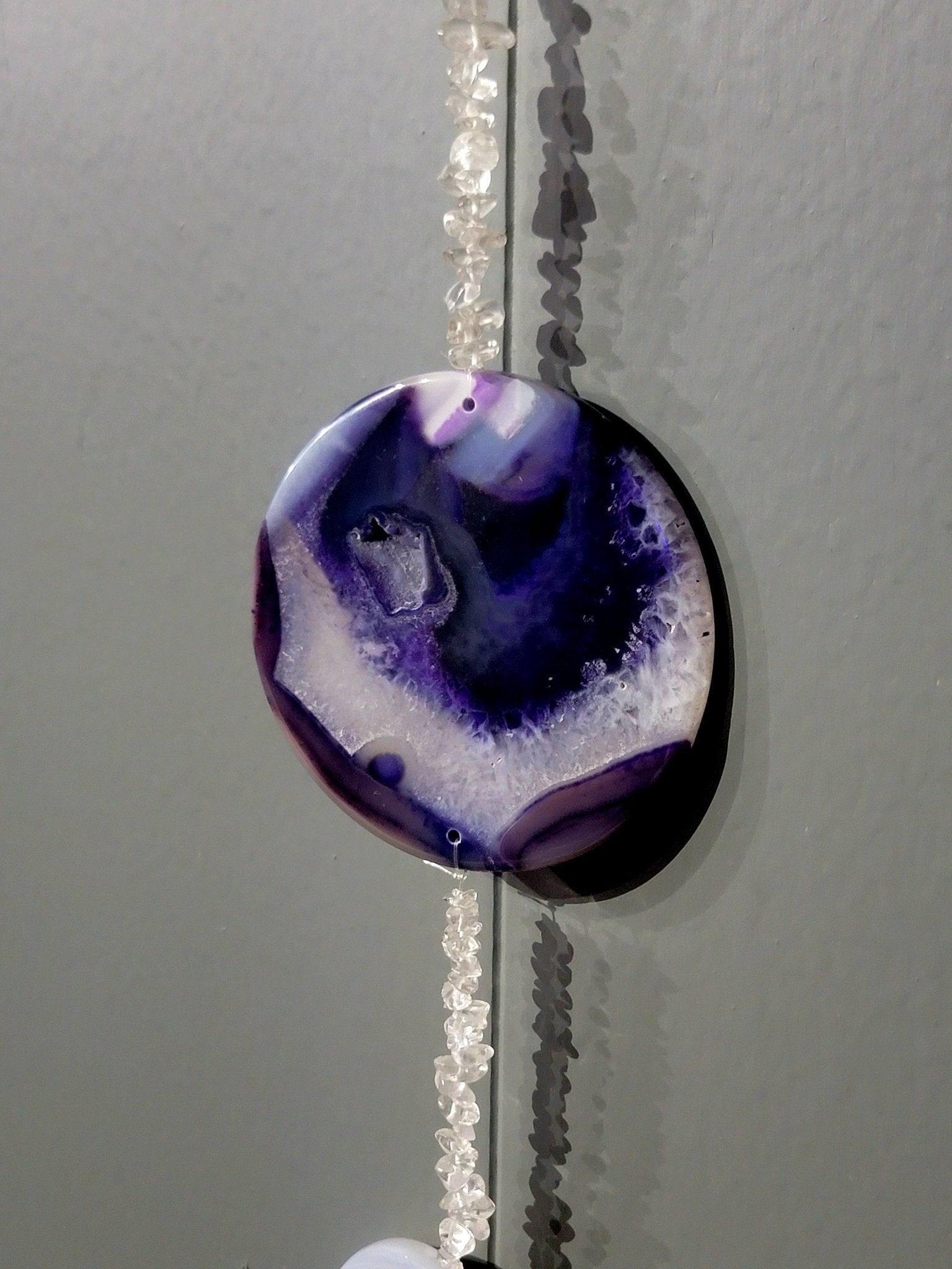 Purple Agate Moon phase hanging wall art. Crystals - Gothic & Alternative Gift - Haunted
