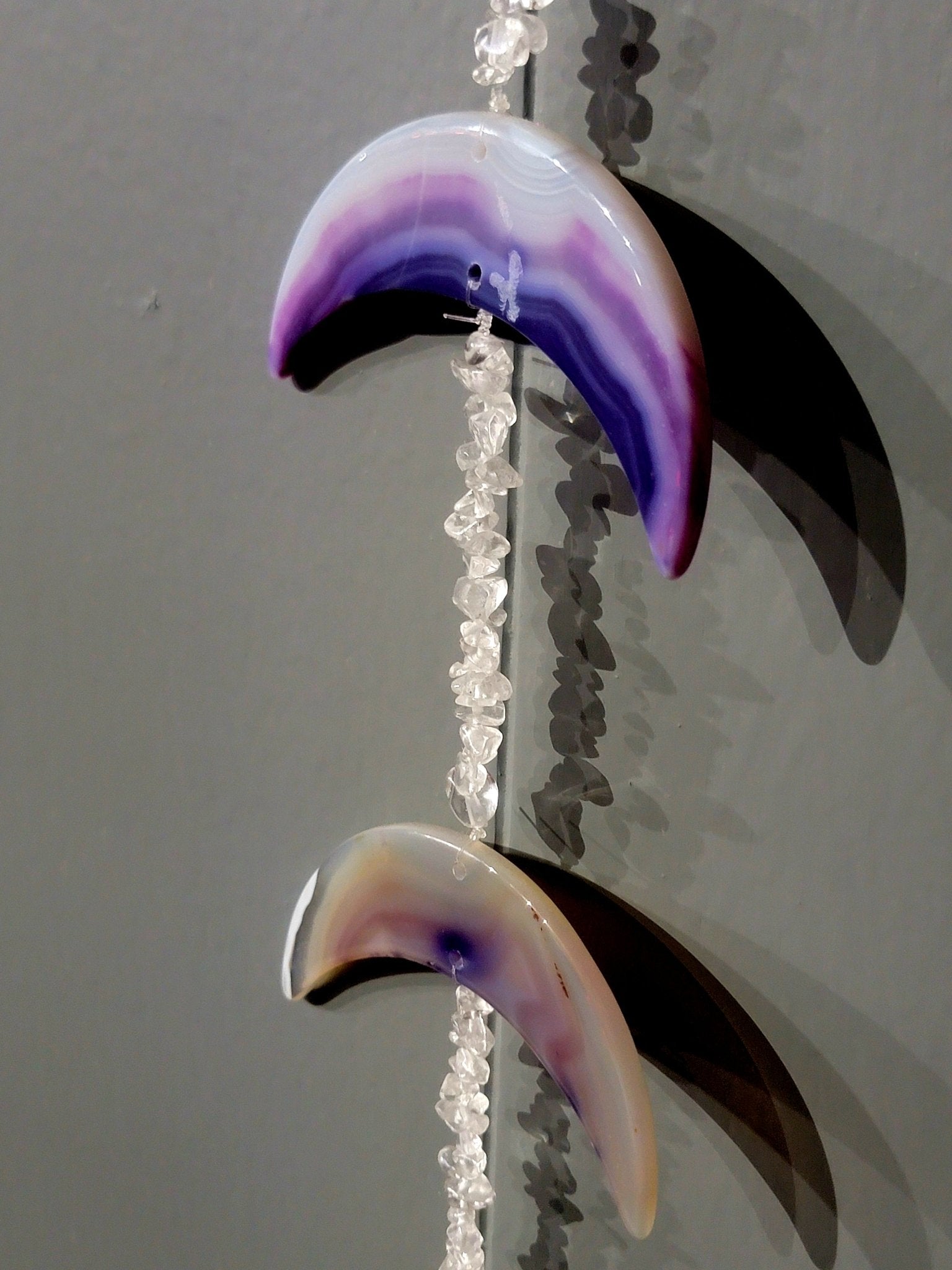 Purple Agate Moon phase hanging wall art. Crystals - Gothic & Alternative Gift - Haunted