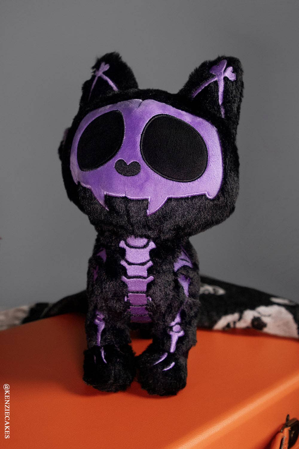 Purple Cat Skeleton Skelekitty Plush Toy LIMITED EDITION Black Cat Stuffed Animals - Gothic & Alternative Gift - Haunted