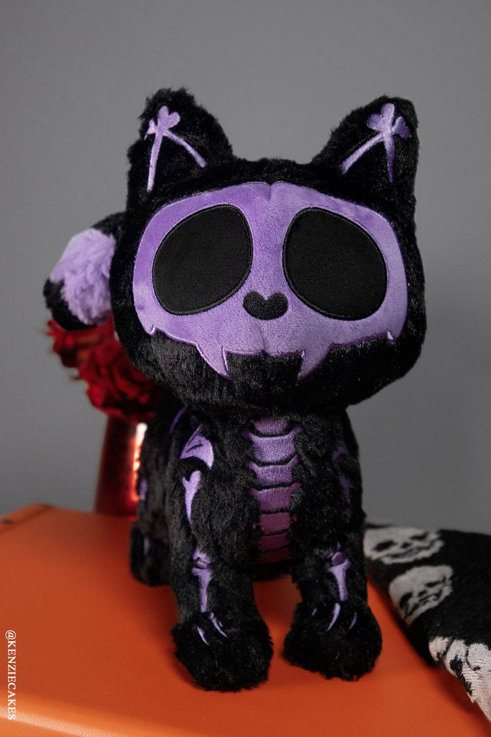 Purple Cat Skeleton Skelekitty Plush Toy LIMITED EDITION Black Cat Stuffed Animals - Gothic & Alternative Gift - Haunted