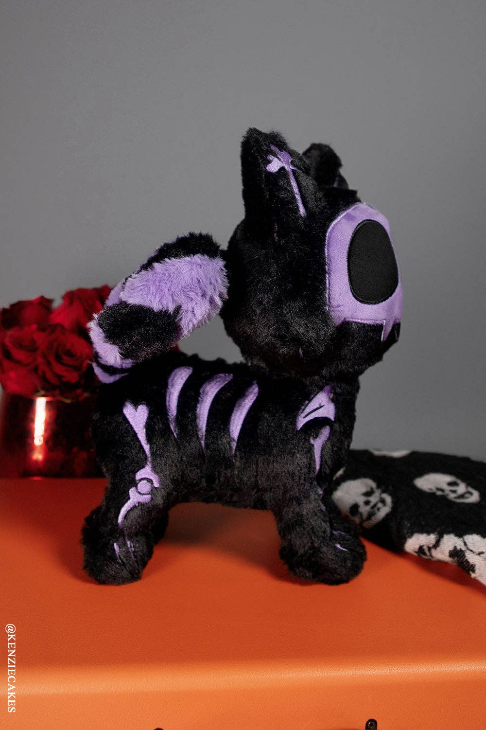 Purple Cat Skeleton Skelekitty Plush Toy LIMITED EDITION Black Cat Stuffed Animals - Gothic & Alternative Gift - Haunted