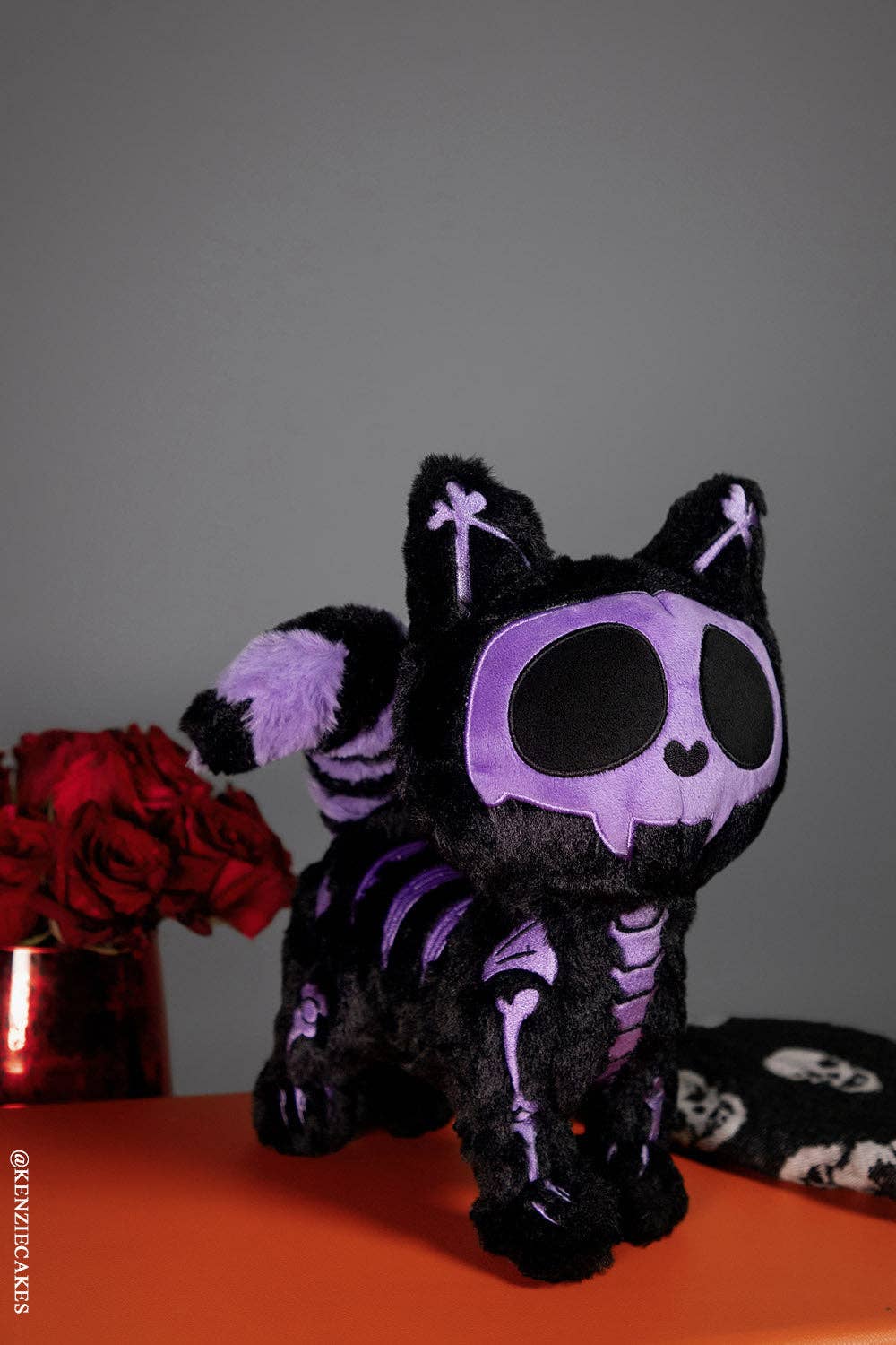 Purple Cat Skeleton Skelekitty Plush Toy LIMITED EDITION Black Cat Stuffed Animals - Gothic & Alternative Gift - Haunted