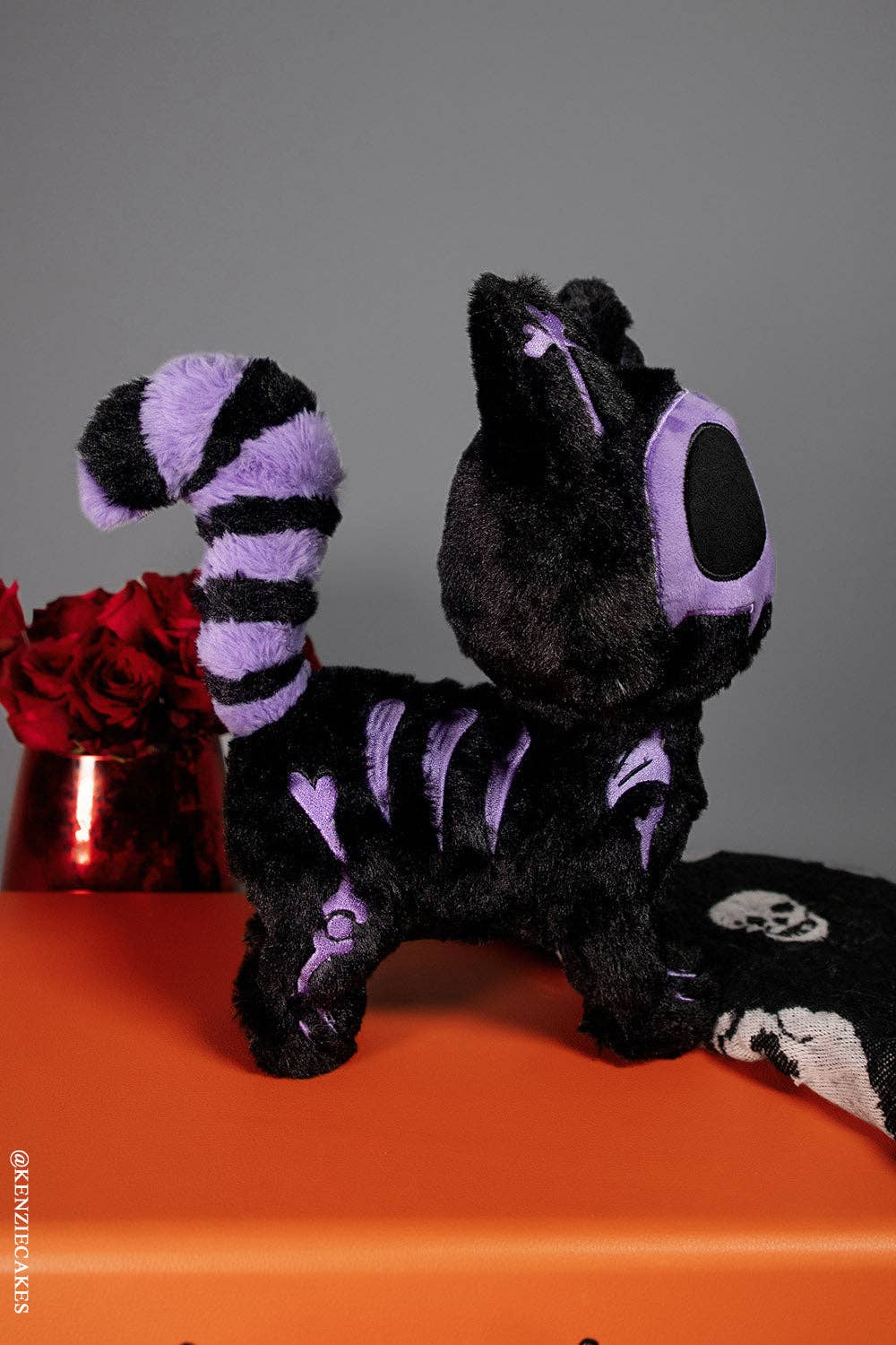Purple Cat Skeleton Skelekitty Plush Toy LIMITED EDITION Black Cat Stuffed Animals - Gothic & Alternative Gift - Haunted