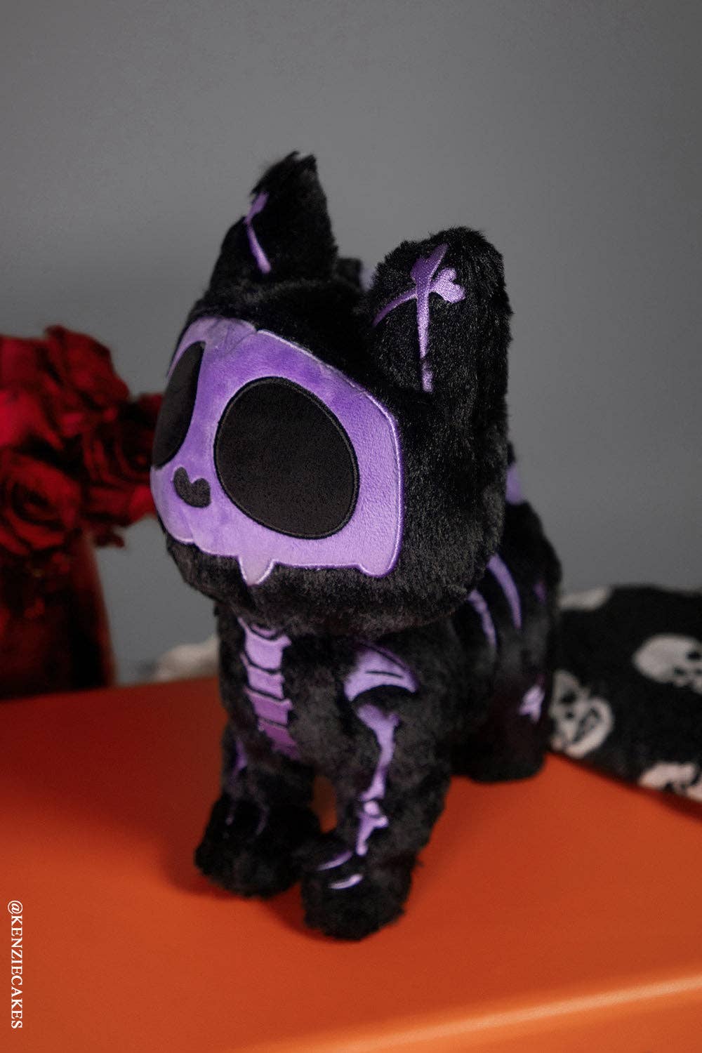 Purple Cat Skeleton Skelekitty Plush Toy LIMITED EDITION Black Cat Stuffed Animals - Gothic & Alternative Gift - Haunted