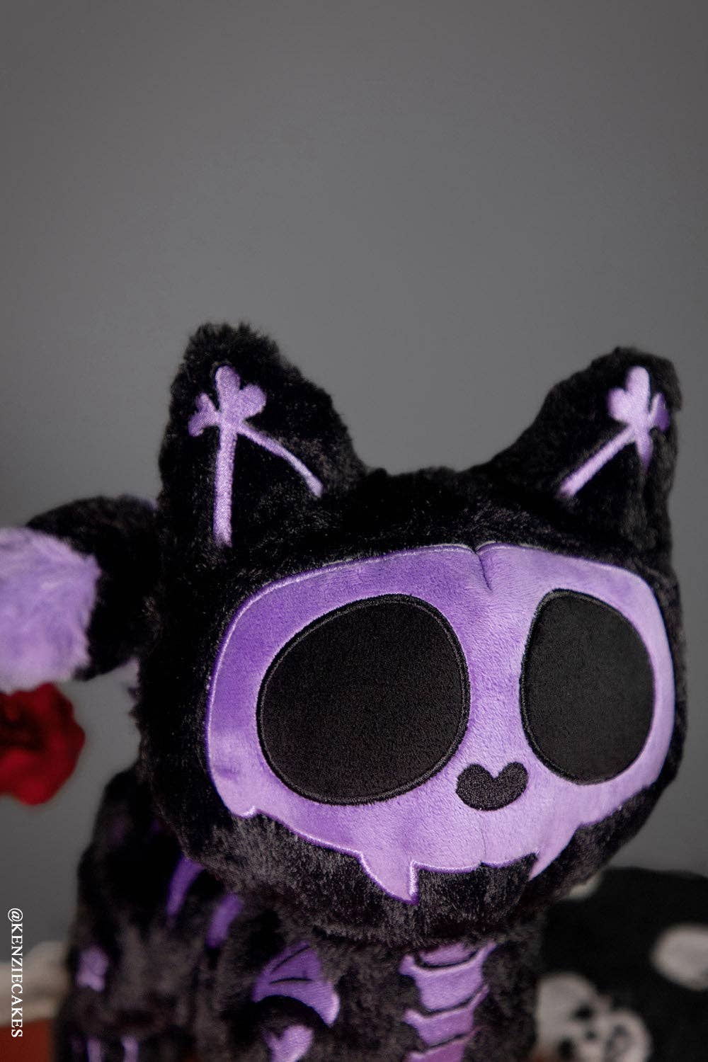 Purple Cat Skeleton Skelekitty Plush Toy LIMITED EDITION Black Cat Stuffed Animals - Gothic & Alternative Gift - Haunted