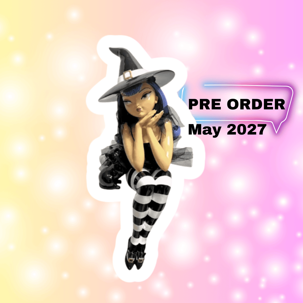 Purple Hair Shelf Sitting Witch Figurine by December Diamonds Home Decor - Gothic & Alternative Gift - Haunted