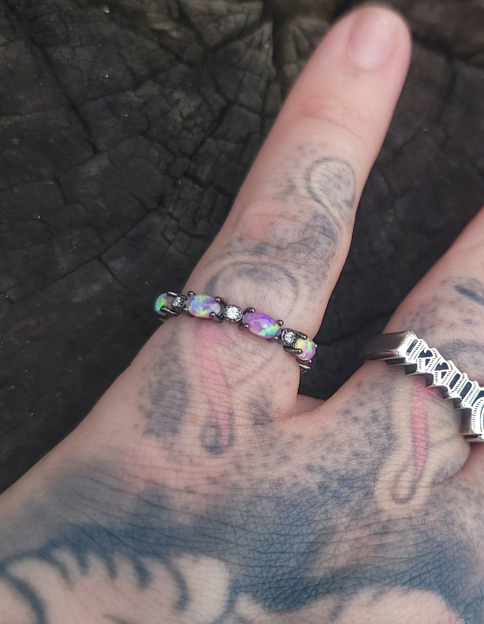 Purple Opal Gemstone Ring Jewelry - Gothic & Alternative Gift - Haunted