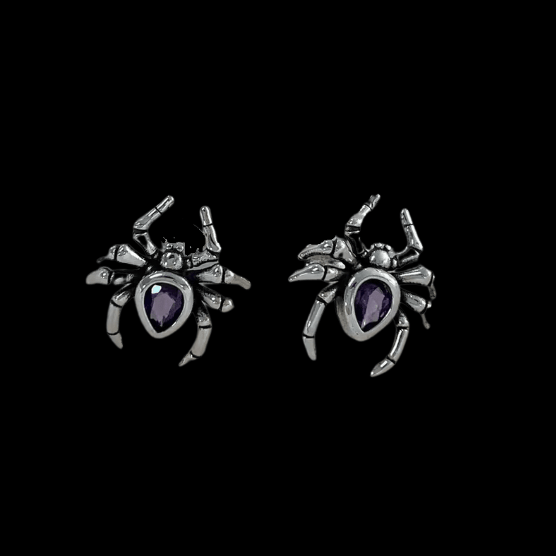 Purple Spider Earrings Sterling Silver Jewelry - Gothic & Alternative Gift - Haunted