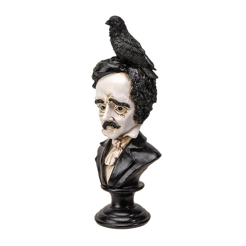 Quoth the Rave, Edgar Allen Poe Bust Statue Figurine Home Decor - Gothic & Alternative Gift - Haunted