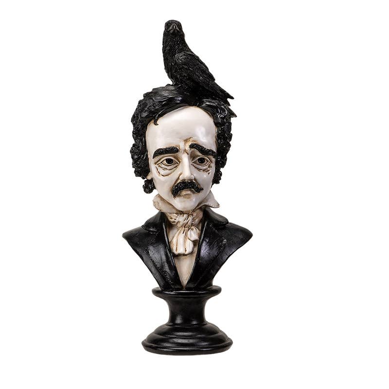 Quoth the Rave, Edgar Allen Poe Bust Statue Figurine Home Decor - Gothic & Alternative Gift - Haunted