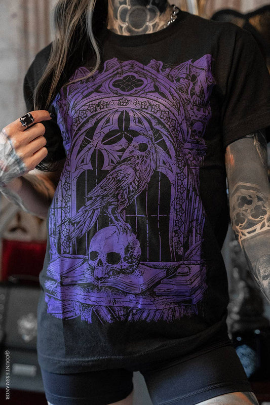 Quoth the Raven T-shirt [PURPLE]: L / Womens Tee Clothing - Gothic & Alternative Gift - Haunted