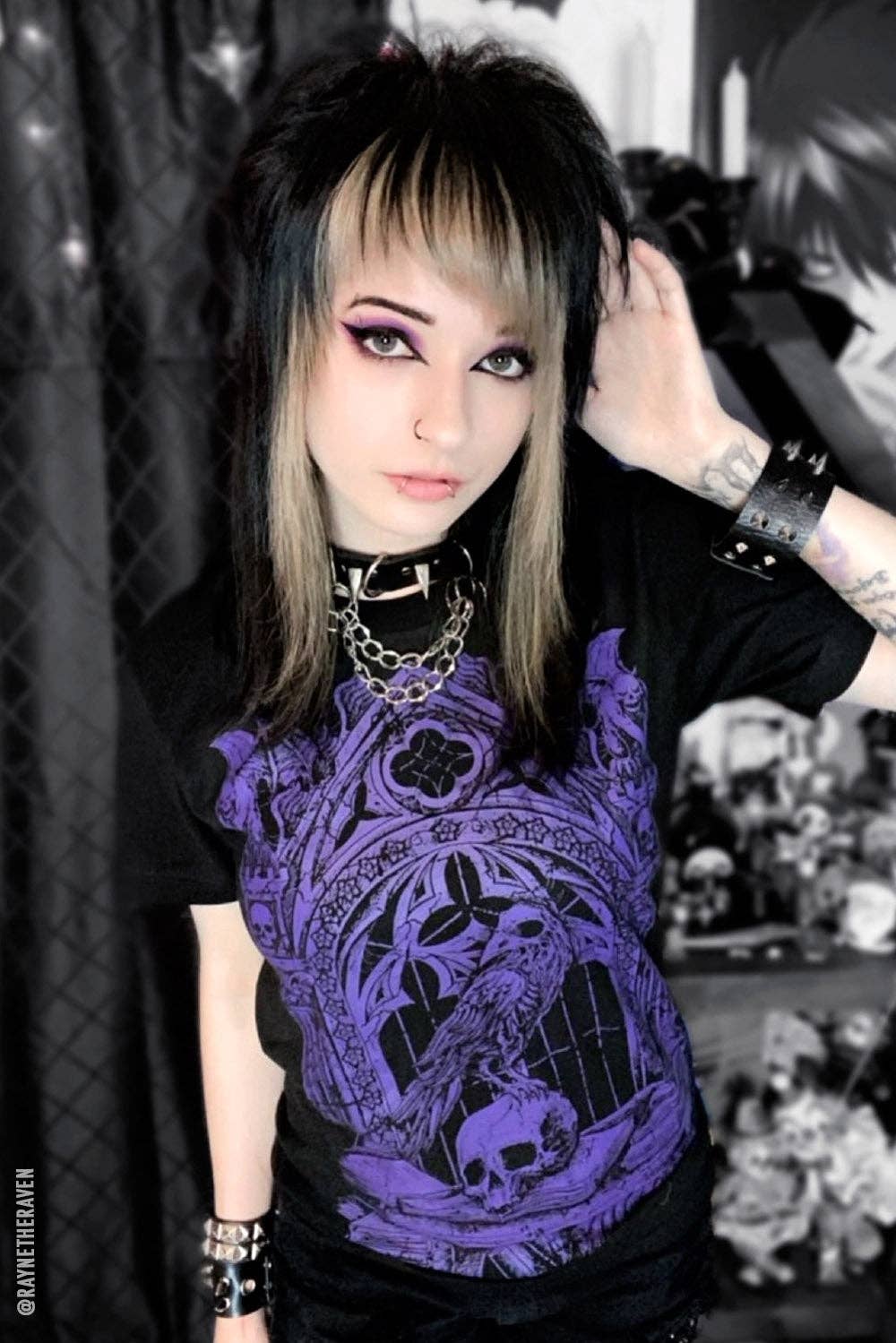 Quoth the Raven T-shirt [PURPLE]: L / Womens Tee Clothing - Gothic & Alternative Gift - Haunted