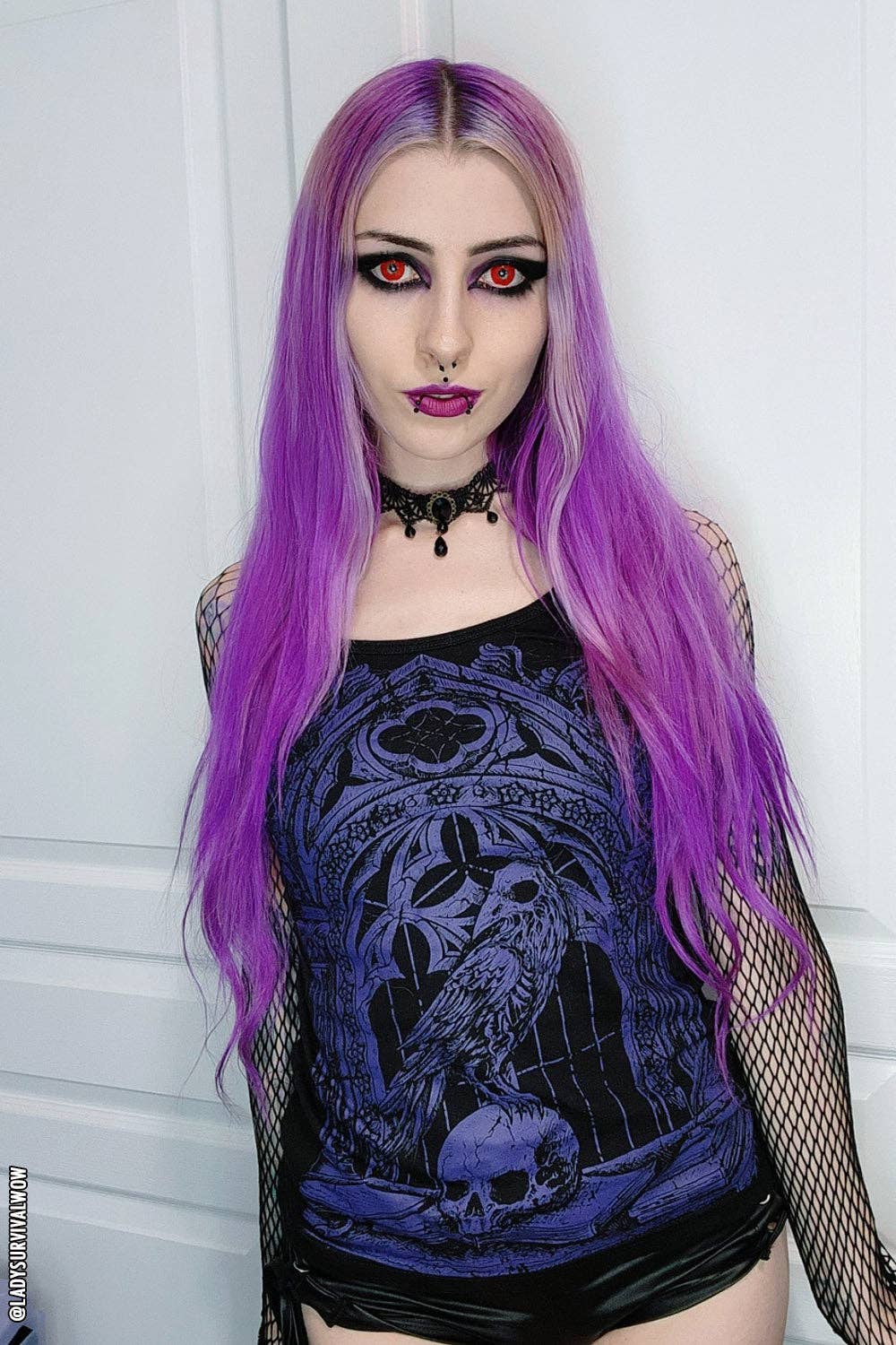 Quoth the Raven T-shirt [PURPLE]: L / Womens Tee Clothing - Gothic & Alternative Gift - Haunted
