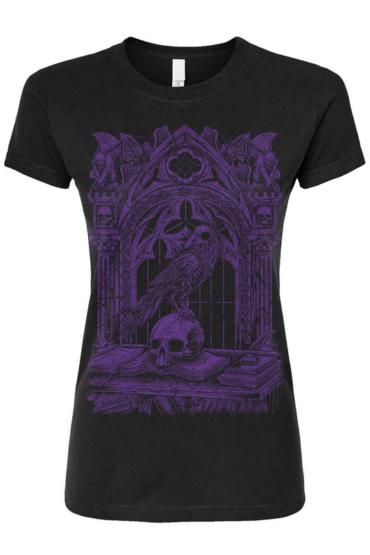 Quoth the Raven T-shirt [PURPLE]: L / Womens Tee Clothing - Gothic & Alternative Gift - Haunted
