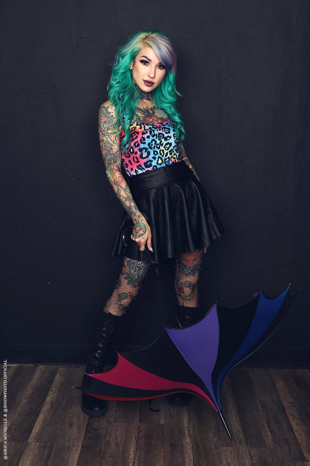Rainbow Batwing Pagoda Umbrella Goth Clothing Accessories - Gothic & Alternative Gift - Haunted