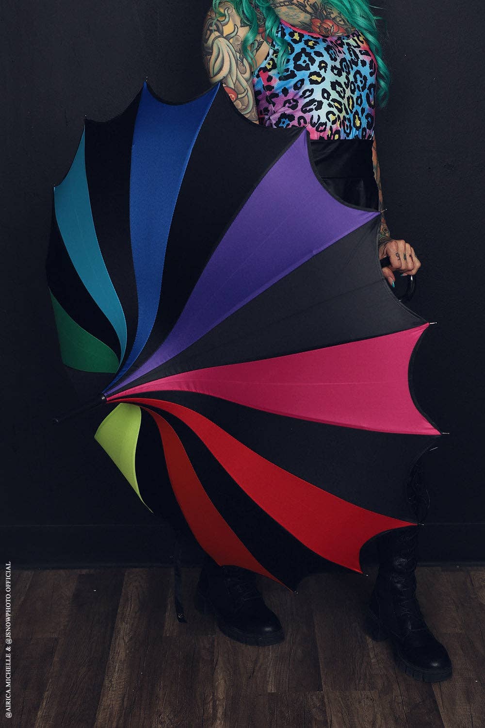 Rainbow Batwing Pagoda Umbrella Goth Clothing Accessories - Gothic & Alternative Gift - Haunted