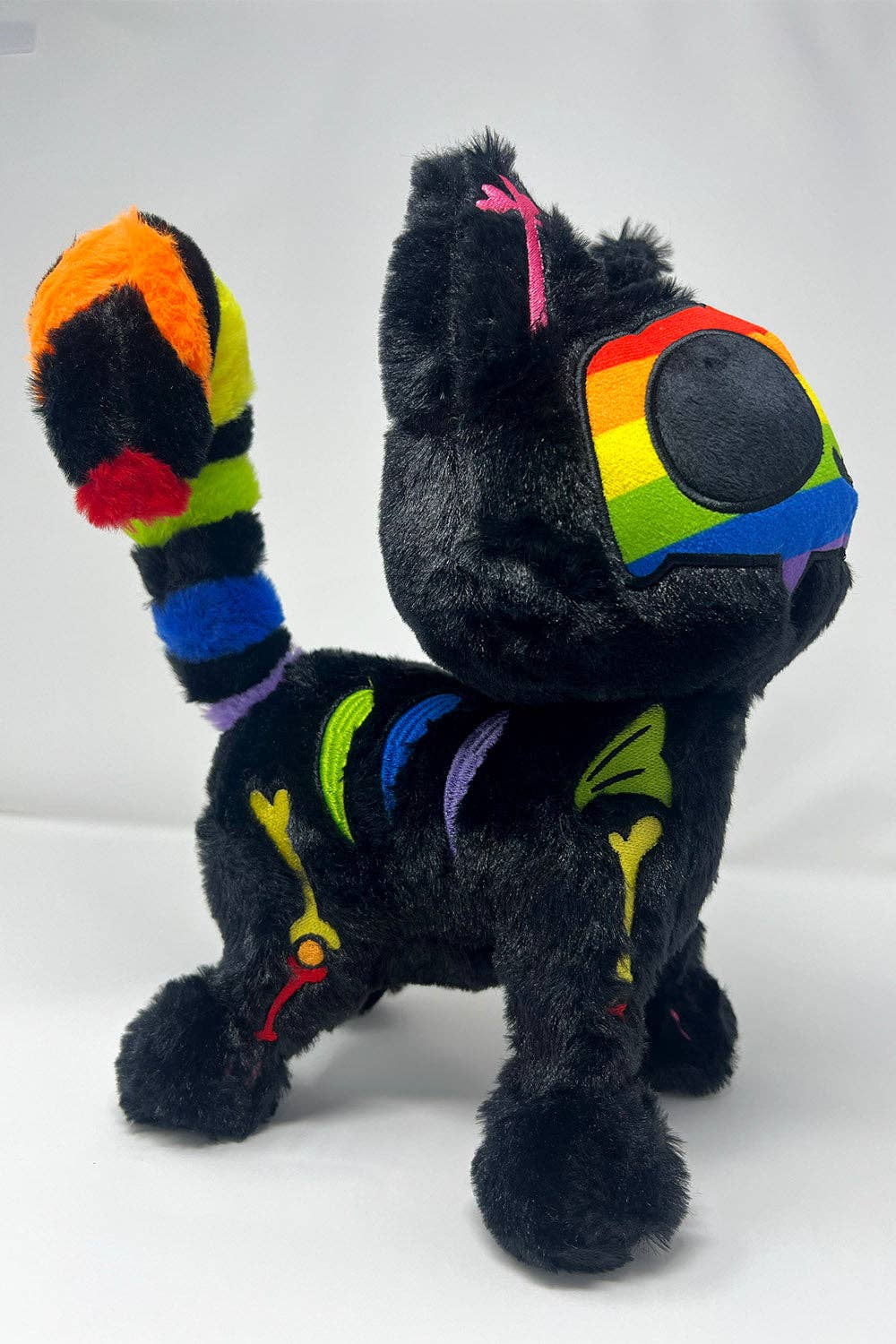 Rainbow Skelekitty Plush Toy Skeleton Cat Kitty Goth Victorian Stuffed Animals - Gothic & Alternative Gift - Haunted
