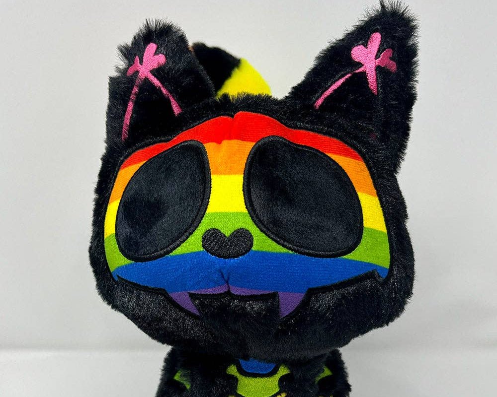 Rainbow Skelekitty Plush Toy Skeleton Cat Kitty Goth Victorian Stuffed Animals - Gothic & Alternative Gift - Haunted